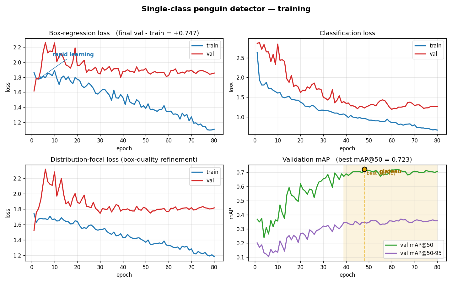 1-class training curves